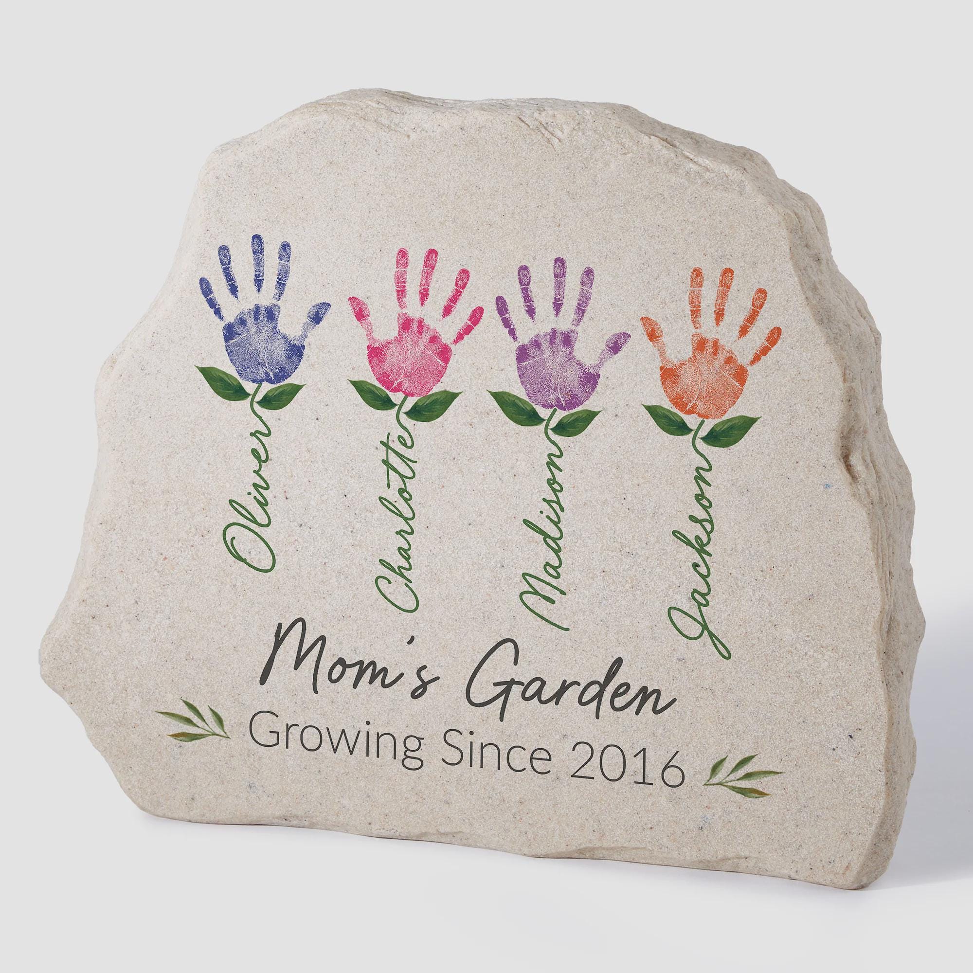 Handprint Art Personalized Standing Garden Stone - Outdoor Decor - Garden Decoration - Gifts for Her - Garden - Flower Decor - Flowers Gift