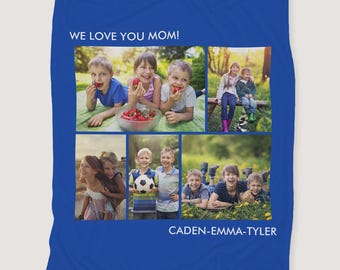 Picture Perfect Personalized 50x60 Plush Fleece 5 Photo Blanket, Personalized Blanket, Custom Photo Blanket, Family Photo Gift, Mother's Day