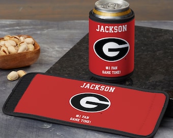 NCAA Georgia Bulldogs Personalized Can & Bottle Wrap, Gifts for Him, Sports Gift, Father's Day Gift, Gifts for Dad, Personalized Gift