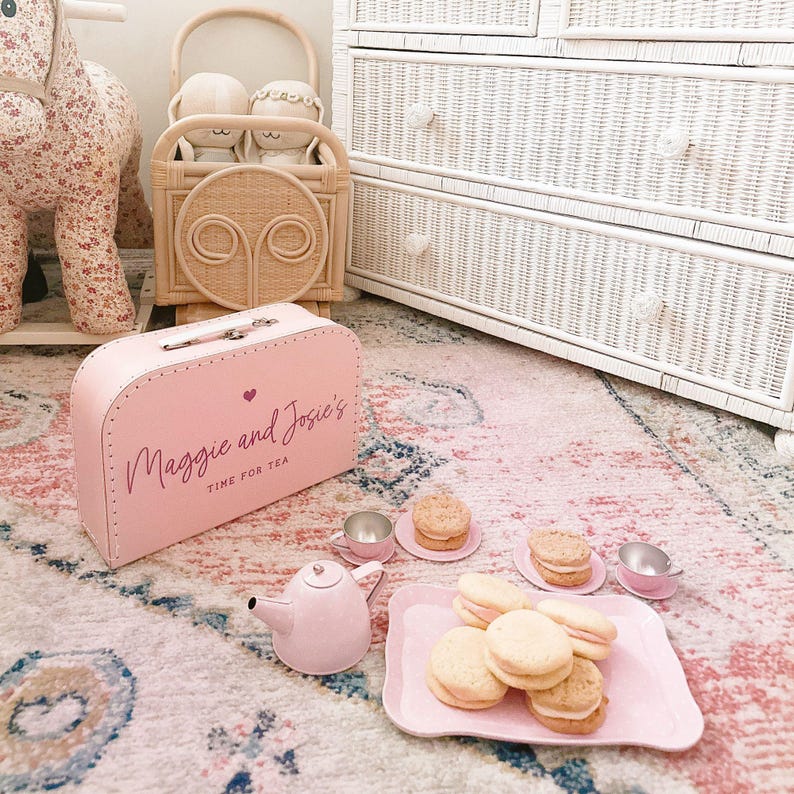 Personalized 15 pc. Pink Polka Dot Tea Set – Personalized Toys for Kids – Personalized Kid Gift – birthday gift for girls – custom tea set image 8