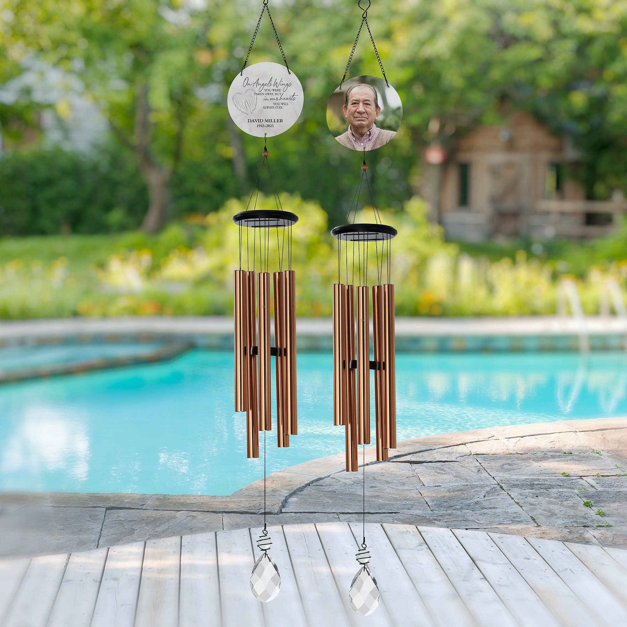 On Angel's Wings Personalized Photo Wind Chimes, Personalized Gift