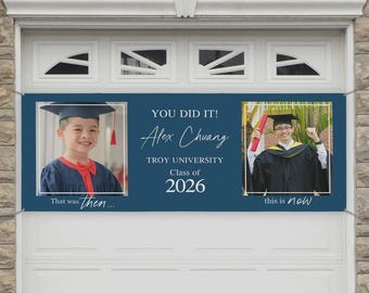 Personalized Then & Now Large Photo Banner – Custom Then and Now Graduation Sign – Graduation Party Decor for Graduate