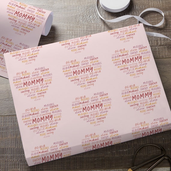 Grateful Heart Personalized Wrapping Paper - Custom Gift Wrap - Mother's Day Wrapping - Grandma Gift Wrap - Personalized Paper Roll