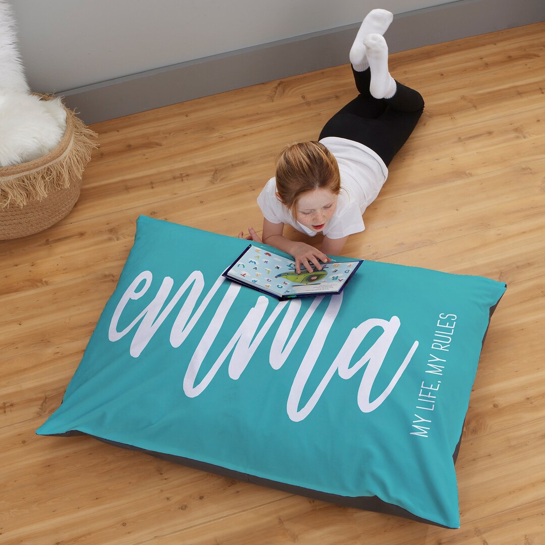 Scripty Style Personalized Floor Pillow, Personalized Gift for Kids, Oversized Pillow
