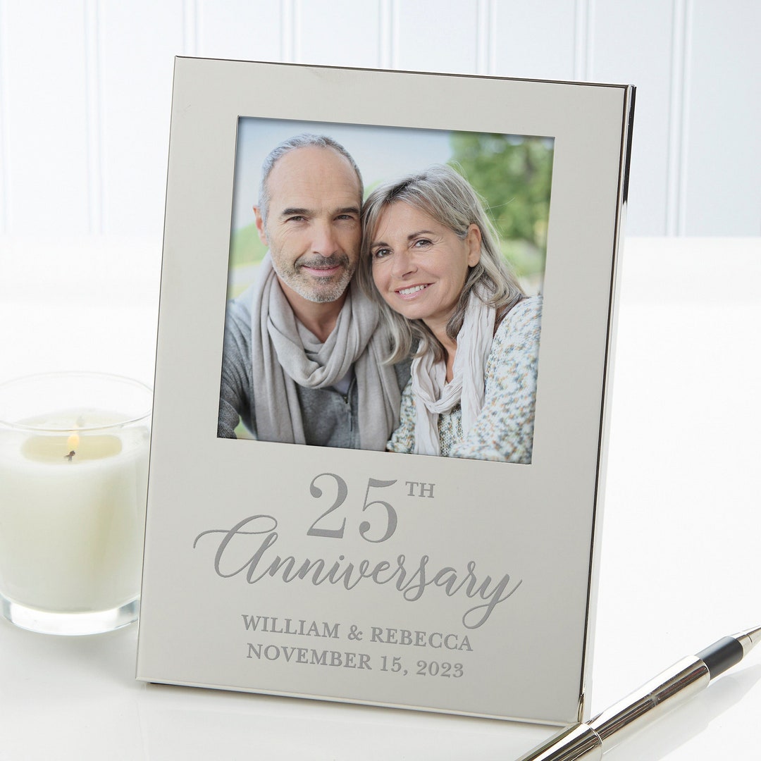 Anniversary Personalized Silver Picture Frame, Milestone Anniversary