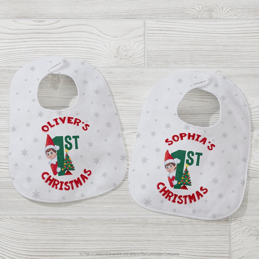 The Elf on the Shelf® Personalized Baby Bib, Baby Gifts, Custom Gifts