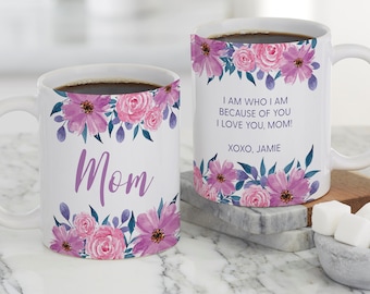 Personalized Floral Mom Coffee Mug – Custom Mother's Day Gift