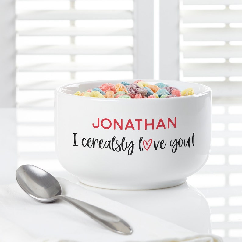 I Cerealsly Love You Personalized Romantic Cereal Bowl, Valentine's Day Gifts, Romantic Gifts, Gifts for Her, Couples Gifts