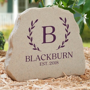 Laurel Initial Personalized Standing Garden Stone, Outdoor Decor, Personalized Home Decor