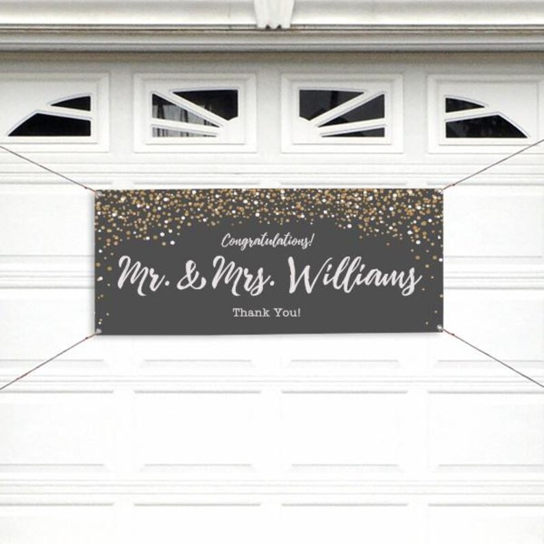 Sparkling Love Personalized Wedding Banner – Wedding Party – Party Supplies – Personalized Wedding Decorations – Wedding Shower Charcoal