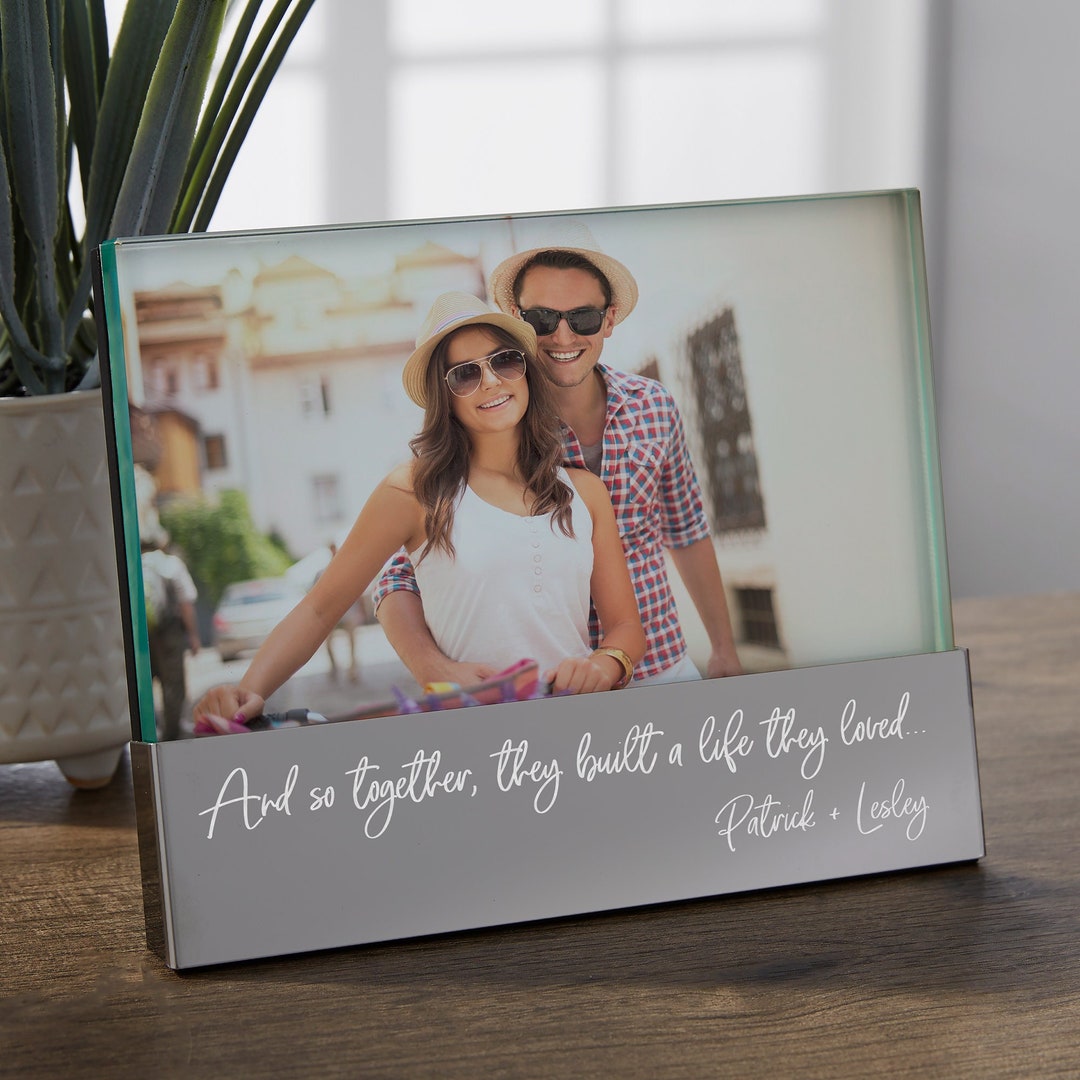 Together They Built a Life Engraved Glass Block Picture Frame, Wedding Gifts, Gifts for Couples