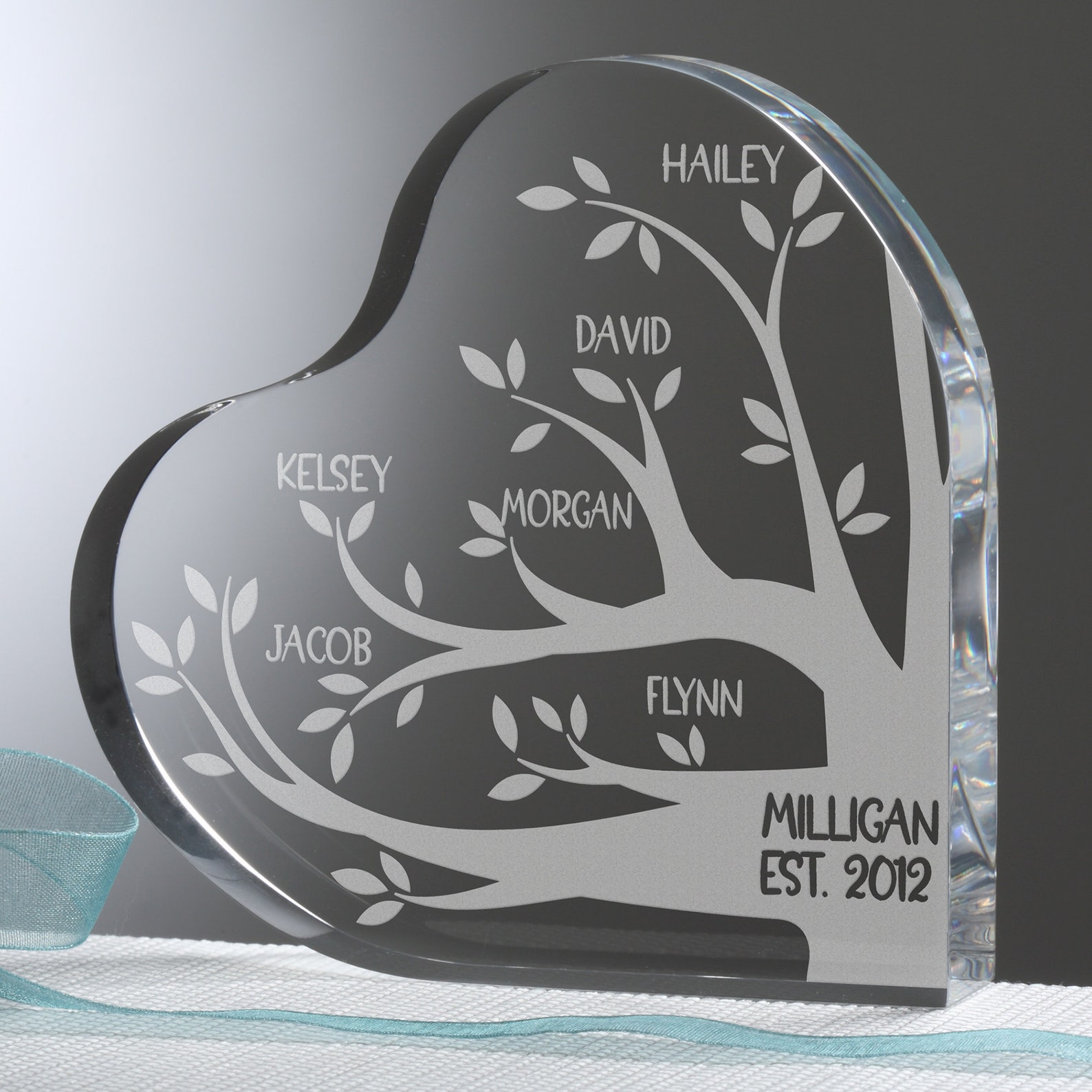 Family Tree Engraved Heart Keepsake, Personalized Mother's Day Gifts