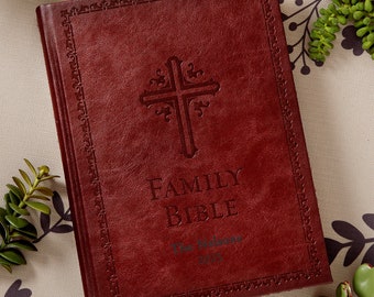 Heirloom Personalized Family Bible, Engraved Bible, Religious Gift, Prayers, Leather