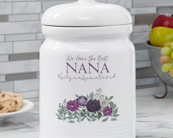 Floral Love For Grandma Personalized Cookie Jar, Personalized Mother's Day Gifts, Personalized Home Decor