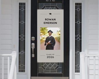 Personalized Photo Graduation Door Banner – Custom Class Year Door Cover – Modern Graduation Party Decor for Graduate