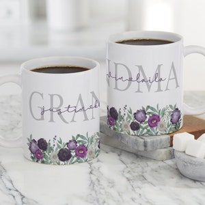 Floral Love For Grandma Personalized Coffee Mug, Personalized Gifts for Her, Gifts for Grandma, Personalized Mother's Day Gifts