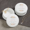 Personalized First Communion Jewelry Box – Girls Custom Name Porcelain Keepsake Box – Communion Gift for Her – Women's Small Floral Ring Box
