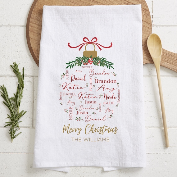 Personalized Christmas Tea Towels - 12 designs