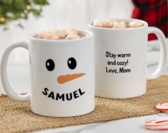 Smiling Snowman Personalized Christmas Coffee Mug, Personalized Hot Cocoa Mug, Christmas Gift, Christmas Stocking Stuffer, Christmas Decor