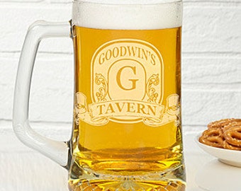 Vintage Personalized 25 oz. Beer Mug, Gifts for Him, Groomsmen Gifts, Gifts for Men, Personalized Beer Mug, Custom Barware