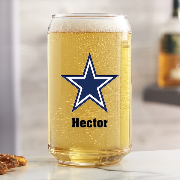 NFL Dallas Cowboys Personalized Beer Can Glass, Gifts for Him, Father's Day Gifts, Personalized Gifts for Dad, Sports gifts for him