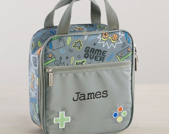 Gamer Embroidered Lunch Bag, Personalized Back to School Gifts, Gifts for Kids, Embroidered Kids Lunch Box, Personalized Lunchbox