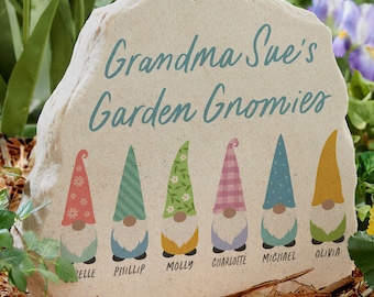 Spring Gnome Personalized Standing Garden Stone, Outdoor Decor, Spring Decor, Gifts for Mother's Day