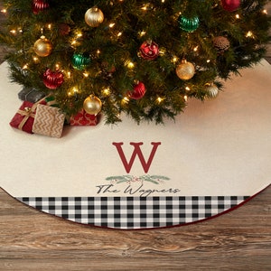 Festive Foliage Personalized Christmas Tree Skirt, Christmas Home Decor, Custom Tree Skirt, Christmas Decor