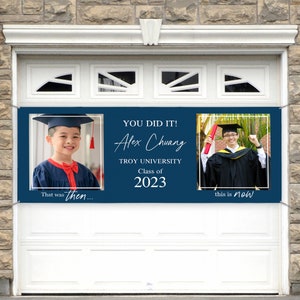 Then & Now Graduate Personalized Photo Banner, Party Supplies, Personalized Graduation Party Supplies, Graduation Gifts