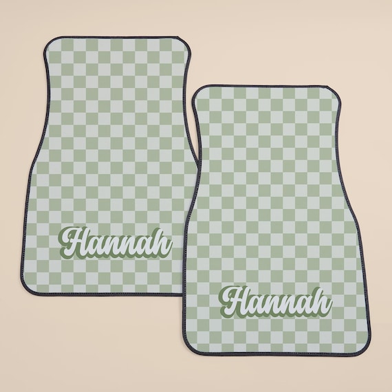 Custom Checker Print Front Car Mats Set - Personalized Car Accessories Gift for Him or Her - Cool Monogram Car Mats for Driver & Passenger
