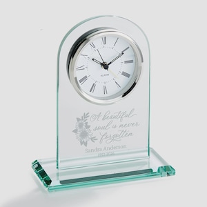 Engraved Memorial Glass Clock – Memorial Gift – Gifts for Her – Gifts for Him – Sympathy Gifts – Forever – Loved – Beautiful Soul