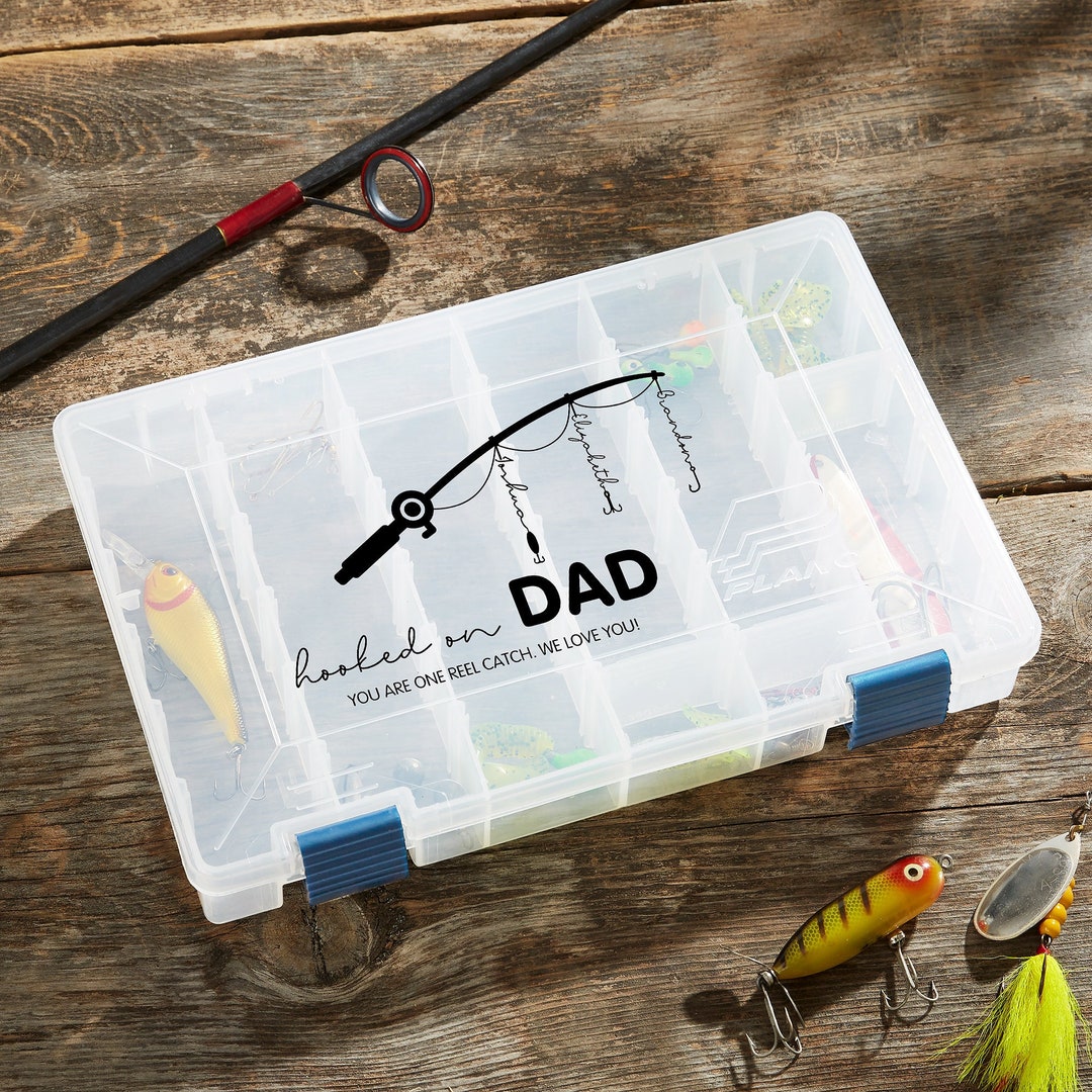 Hooked on Dad Personalized Plano Tackle Fishing Box, Storage Box