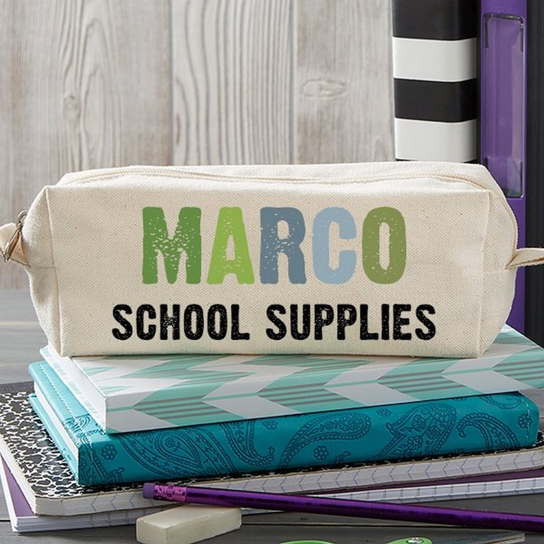 All Mine Personalized Canvas Pencil Case, Personalized School Supplies, Back To School Supplies, Personalized Pencil Case, Gifts for Kids image 3