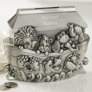 Noah&#39;s Ark Personalized Children&#39;s Bank, Custom Piggy Bank, Gifts for Kids, Baby Gift, Kids Birthday Gift, Money Bank