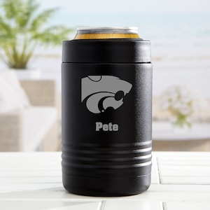 NCAA Kansas State Wildcats Personalized Stainless Insulated Can Holder, Sports Gift, Personalized Gifts for Dad, Gifts for Him, Beer Gift
