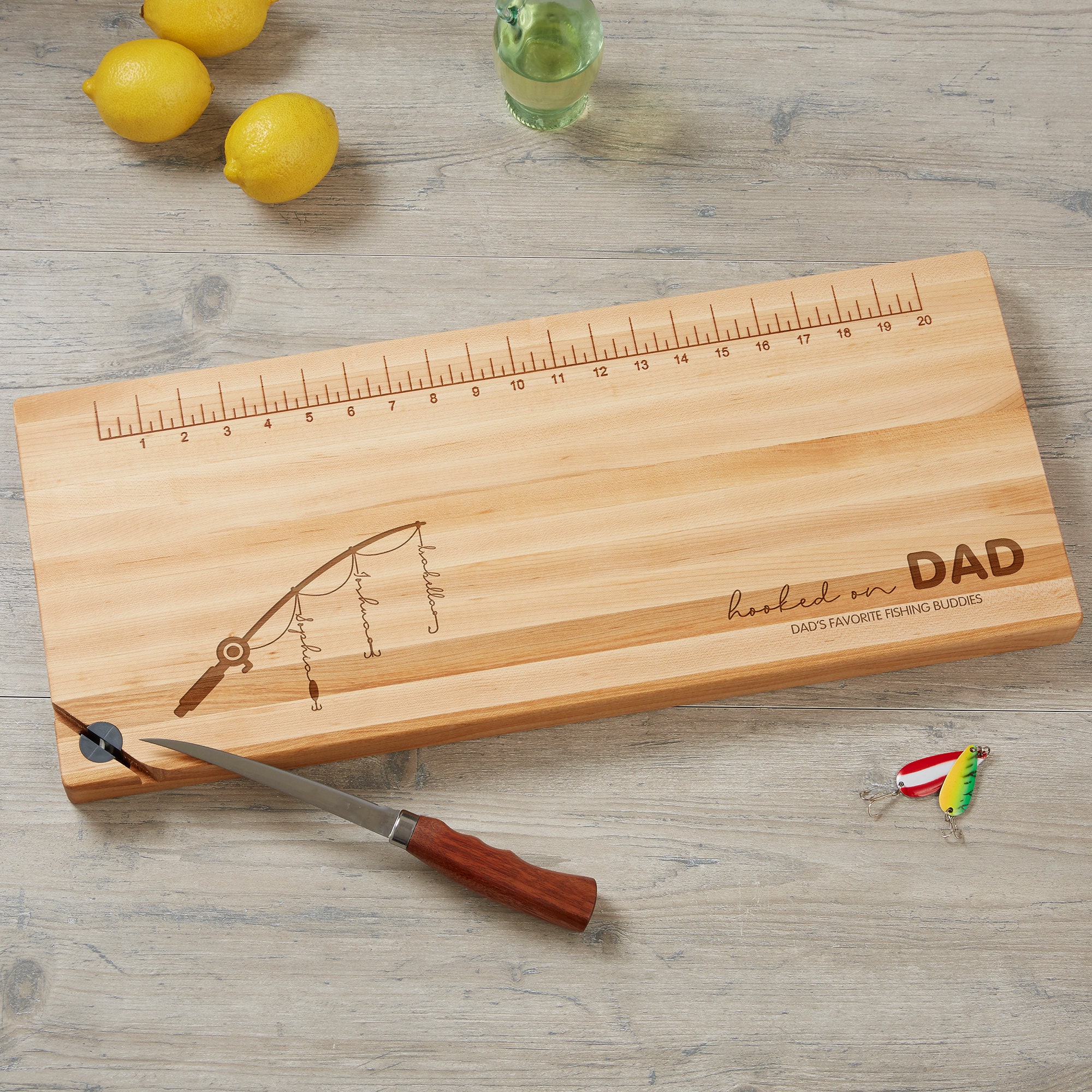Hooked on Dad Personalized Wood Fillet Board, Gifts for Him