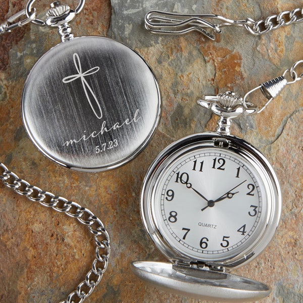 Holy Name Engraved First Communion Silver Pocket Watch, Personalized Communion Gifts, Gifts for Communion