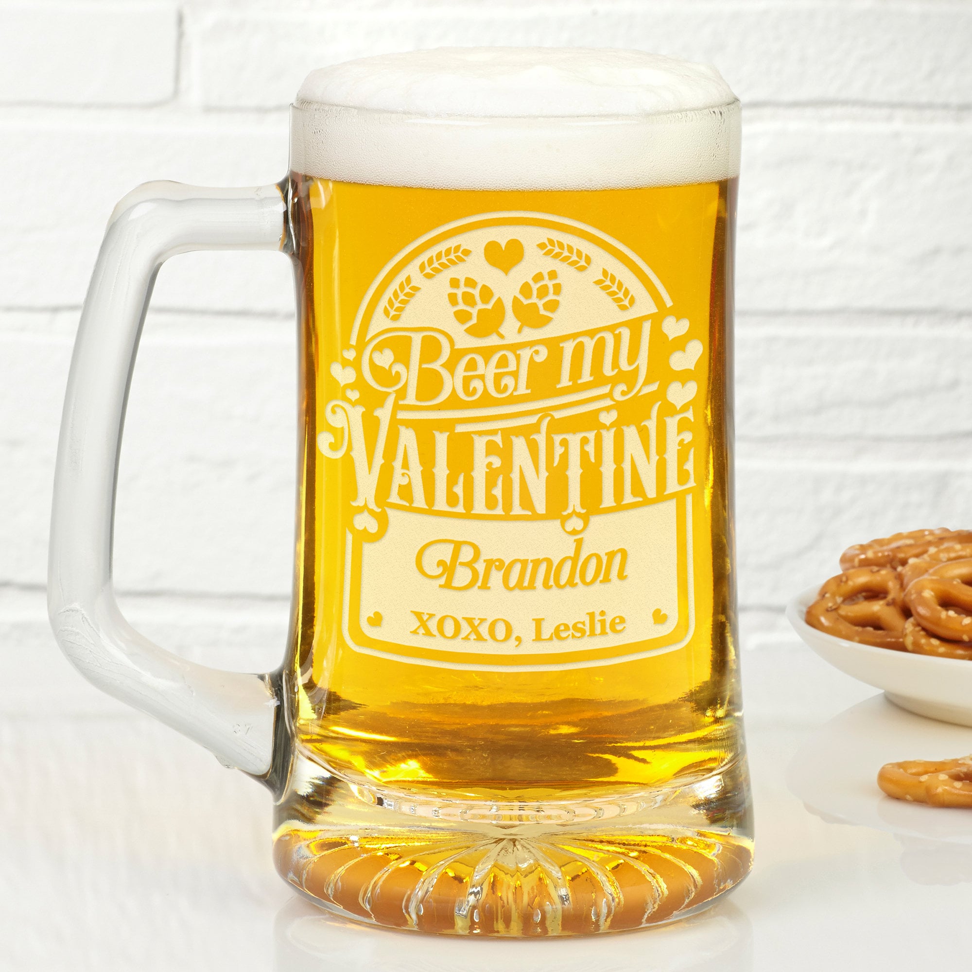 Beer My Valentine Personalized 25oz. Beer Mug Valentine's Etsy