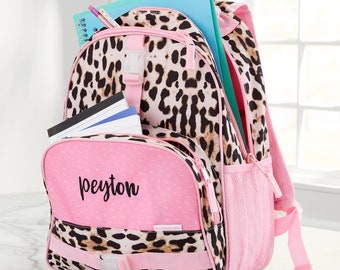 Leopard Print Personalized Backpack, Personalized Back to School