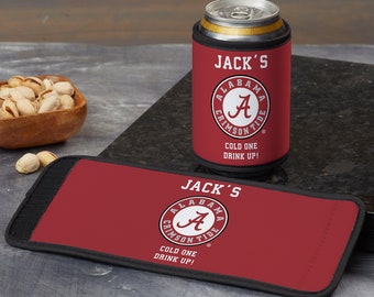 NCAA Alabama Crimson Tide Personalized Can & Bottle Wrap, Sport Gift, Personalized Gifts for Dad, Gifts for Him, Beer Gifts,