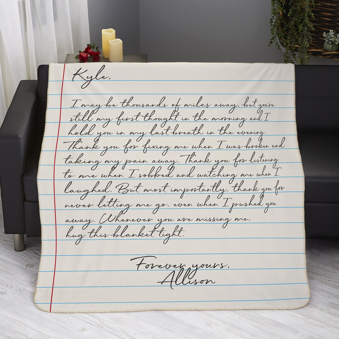Love Letter Personalized Blanket Gifts for Her Romantic Etsy