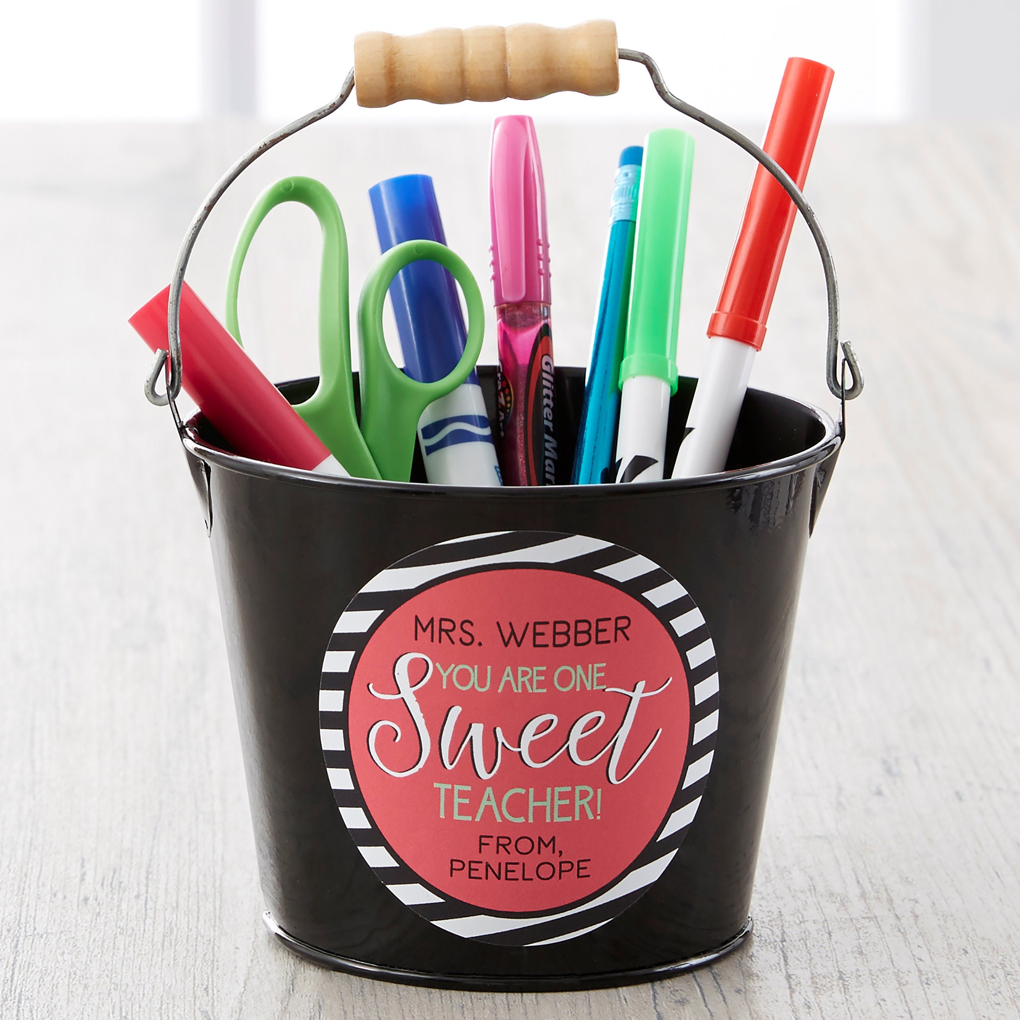 One Sweet Teacher Personalized Mini Metal Bucket Teacher Etsy