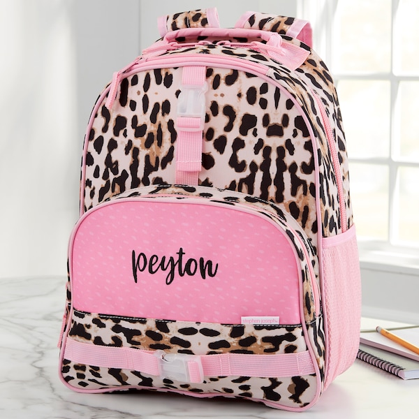 Leopard Print Personalized Backpack, Personalized Back to School Gifts, Embroidery Gifts, Embroidered Kids Backpack, Toddler Backpack