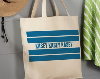 Custom Canvas Beach Bag – Personalized Tote for Summer Travel – Bridesmaid Gift Idea – Monogram Shoulder Bag for Her