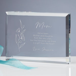 Floral Message For Mom Personalized Rectangle Keepsake, Mother's Day Gifts, Keepsakes for Mom, Custom Mom Gift, Keepsake Block