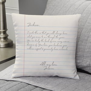 Love Letter Personalized Throw Pillow, Gifts for Her, Valentine's Day Gift, Gifts for Him, Anniversary Gift, Couples Gift