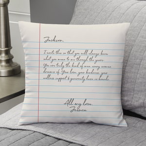 Love Letter Personalized Throw Pillow, Gifts for Her, Valentine&#39;s Day Gift, Gifts for Him, Anniversary Gift, Couples Gift