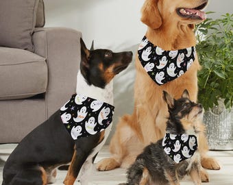 Personalized Halloween Dog Bandana – Custom Ghost Name Pet Bandana – Spooky Fall Puppy Scarf