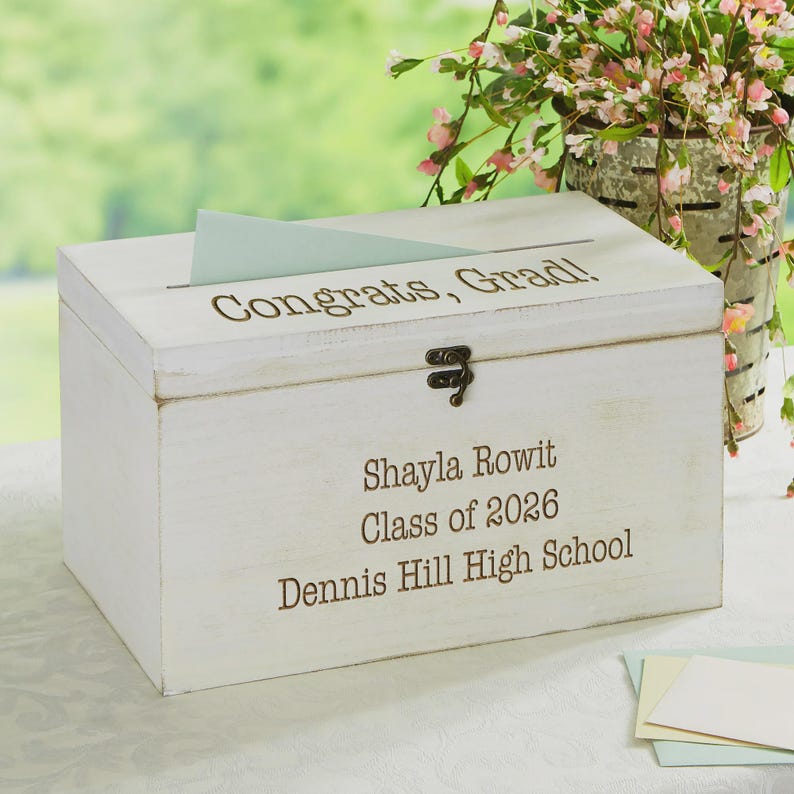 Write Your Own Personalized Graduation Wood Card Box, Graduation Party Decor, Graduation Keepsake, Graduation Gifts, Graduation Card Box image 1