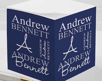 Personally Yours Custom Paper Note Cube, Gifts for Her, Monogram Stationery, Office Gifts, Teacher Christmas gift